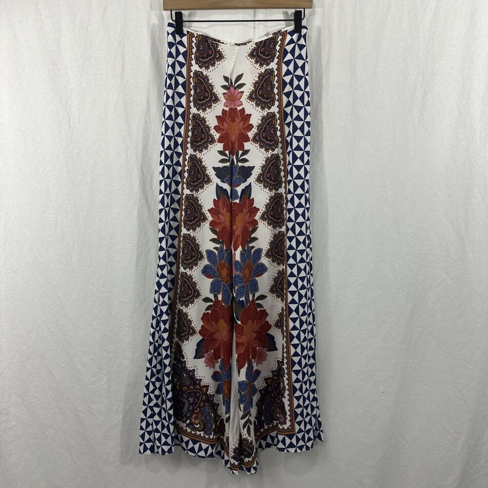 Farm Rio Printed Floral Geo Print Wide Leg Pants Womens Sz XS Boho**READ**